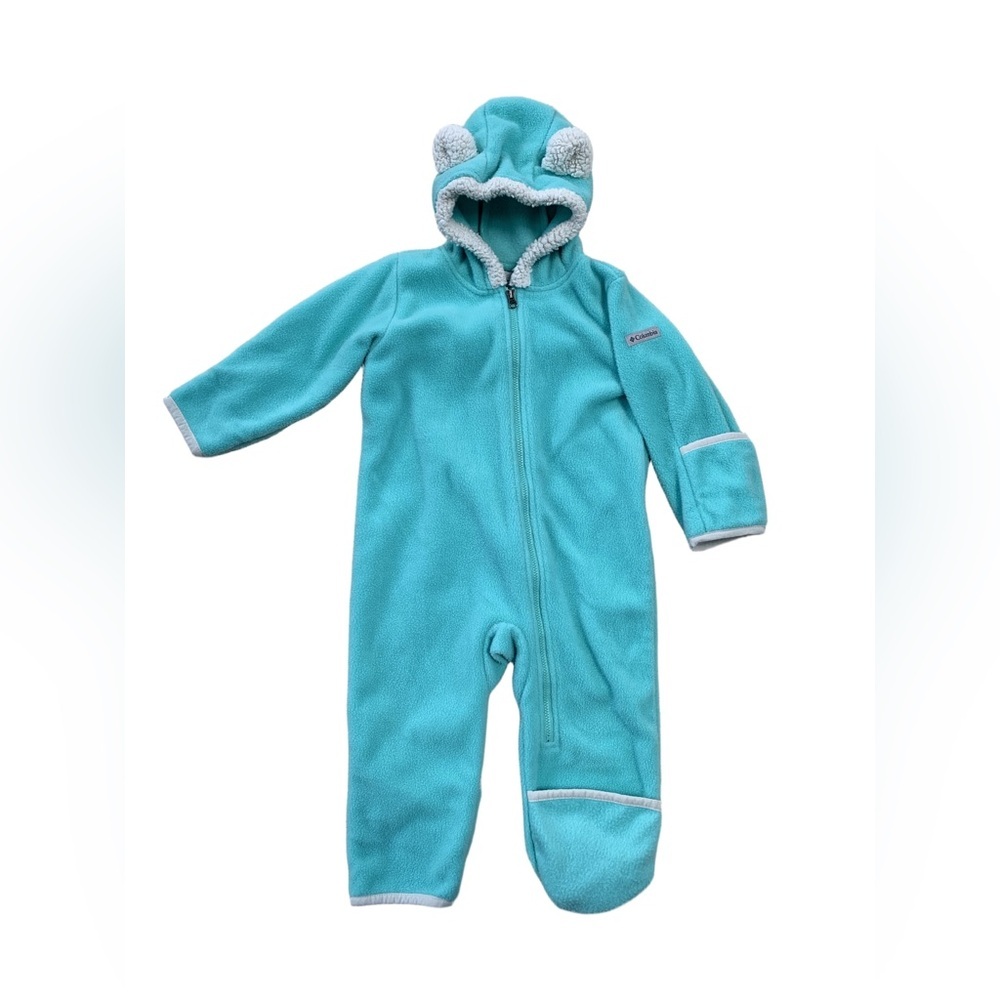 Columbia Size 12-18 Months Teal Fleece Tiny Bear II Bunting